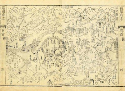 Map of Suian County from the Annals of Yanzhou Prefecture, 1756 by 吴士进、胡书源